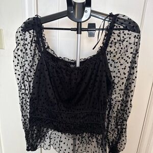 Mixed Threads Black Sheer Hearts Blouse